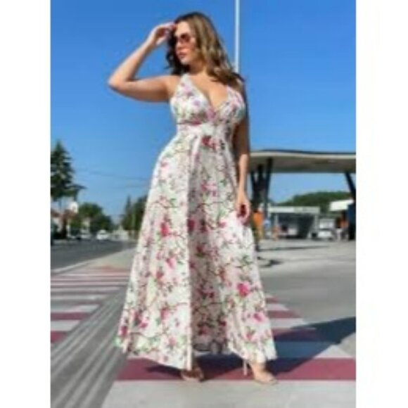 New India Boutique Cherry Blossom Maxi Dress Size M/L - Picture 1 of 10